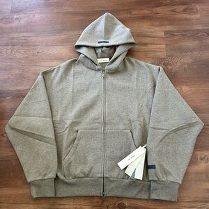 AUTHENTIC Fear of God Essentials Classic Full Zip Hoodie Homestead Heather SS25